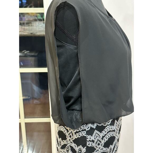 Women Silver Black High- Low lace maxi Bodycon Mermaid dress Size (S) - Picture 7 of 14